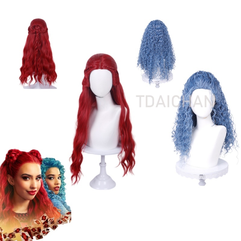 Anime Cosplay With Red Hair - Perruque bouclée rouge pour cosplay, coiffure