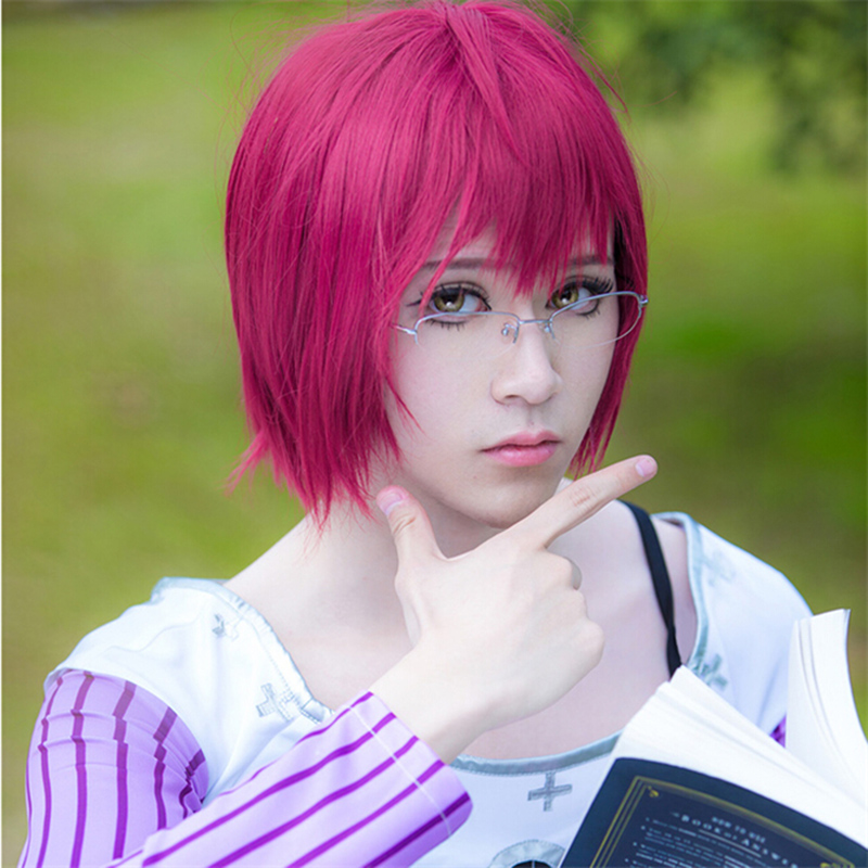 Anime Cosplay With Red Hair - Perruque de cosplay synthétique courte rouge