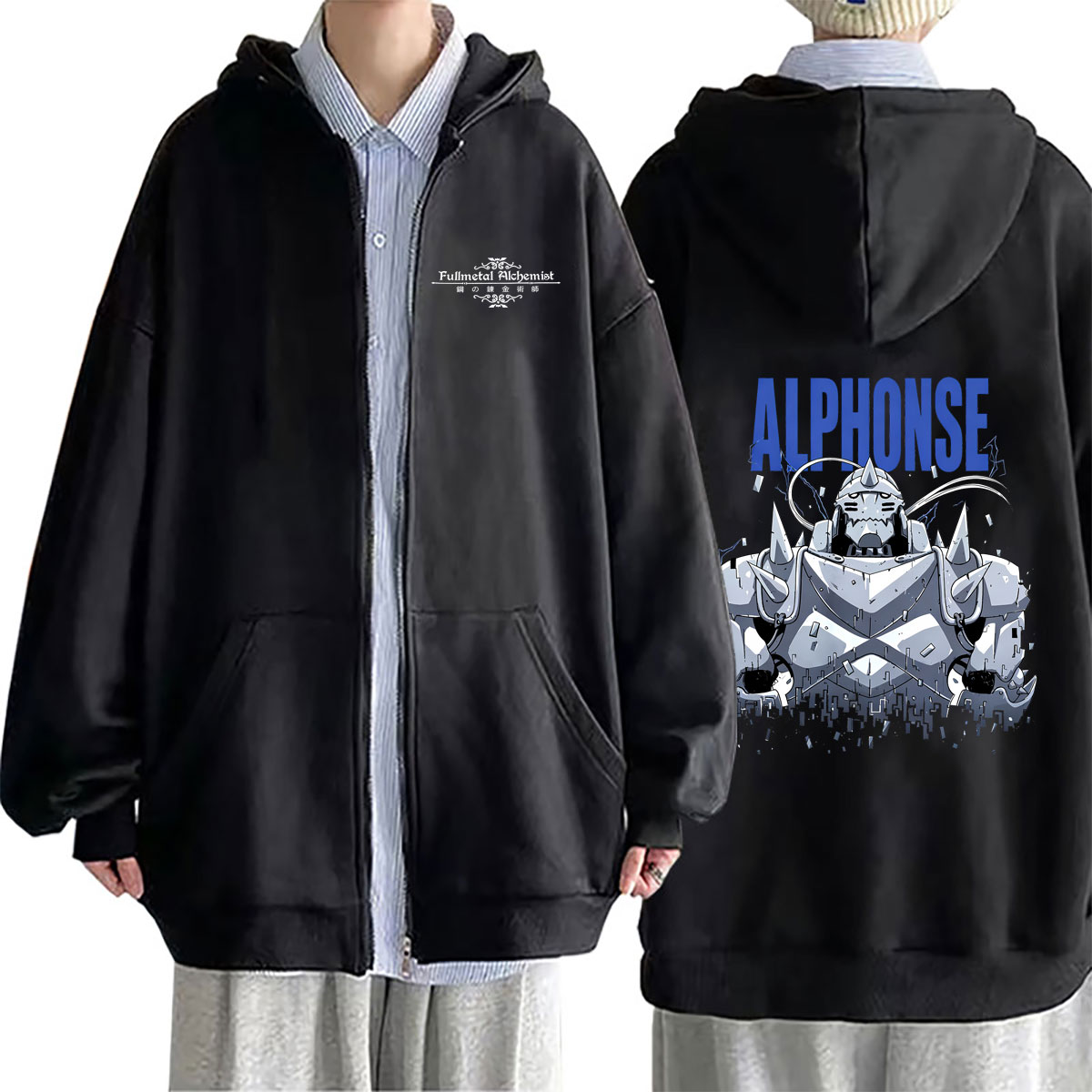Sweat à capuche zippé graphiqu - Fullmetal Alchemist Coat avis et prix